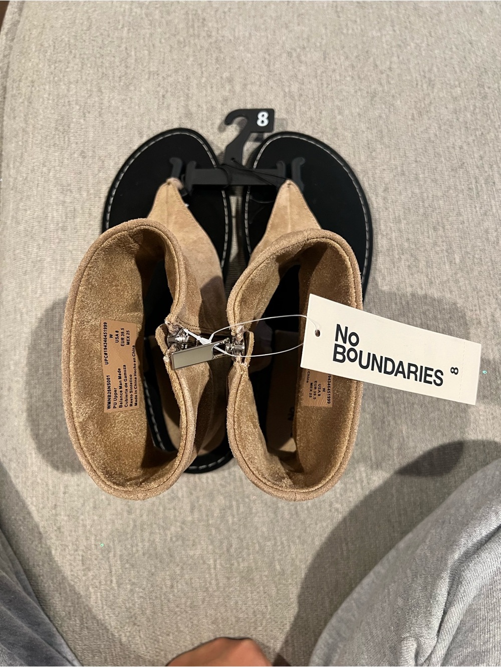 No Boundaries Tan Suede Thong Sandal Boots - Picture 6 of 7